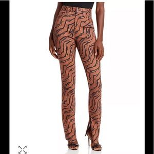 NWT,WeWoreWhat Stiletto Slit Hem Jeans in Brown Tiger